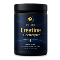 ELIXR1 unflavored creatine + electrolyte powder jar, 75 servings, made in USA by Healixer
